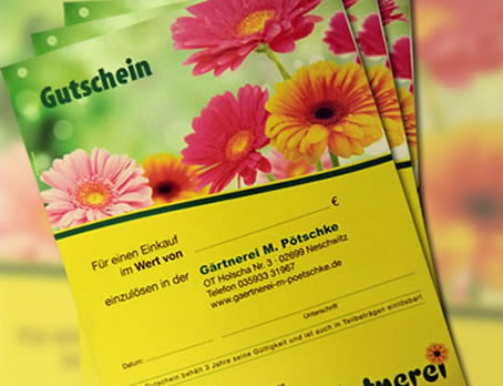Überraschen Sie Ihre Liebsten mit einem Gutschein der Gärtnerei Pötschke